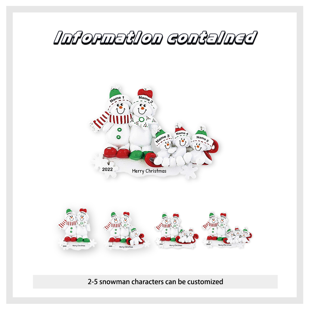 Snowmen Christmas Ornament Custom 3 Names Hanging Ornament Gifts For Family