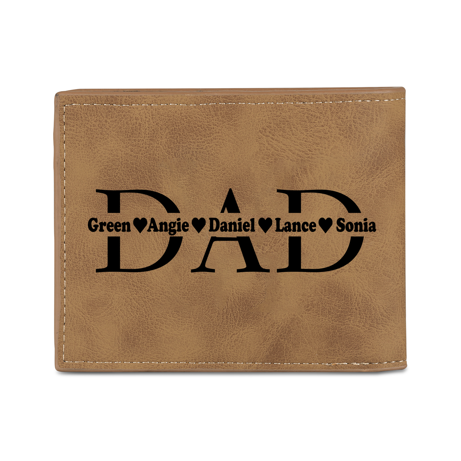 5 Names - Personalized Photo Custom Leather Men's Wallet as a Father's Day Gift for Dad