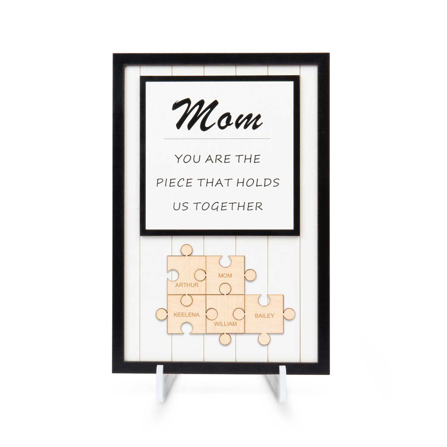 Mom Puzzle Sign Personalized 5 Names Wooden Sign Family Gifts-Mom You Are the Piece that Holds Us Together