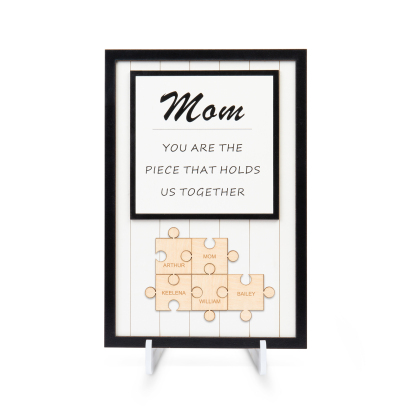 Mom Puzzle Sign Personalized 5 Names Wooden Sign Family Gifts-Mom You Are the Piece that Holds Us Together