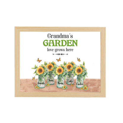 5 Names-Personalized Family Color Or Black And White Frame Custom 5 Names And Text LED Night Light