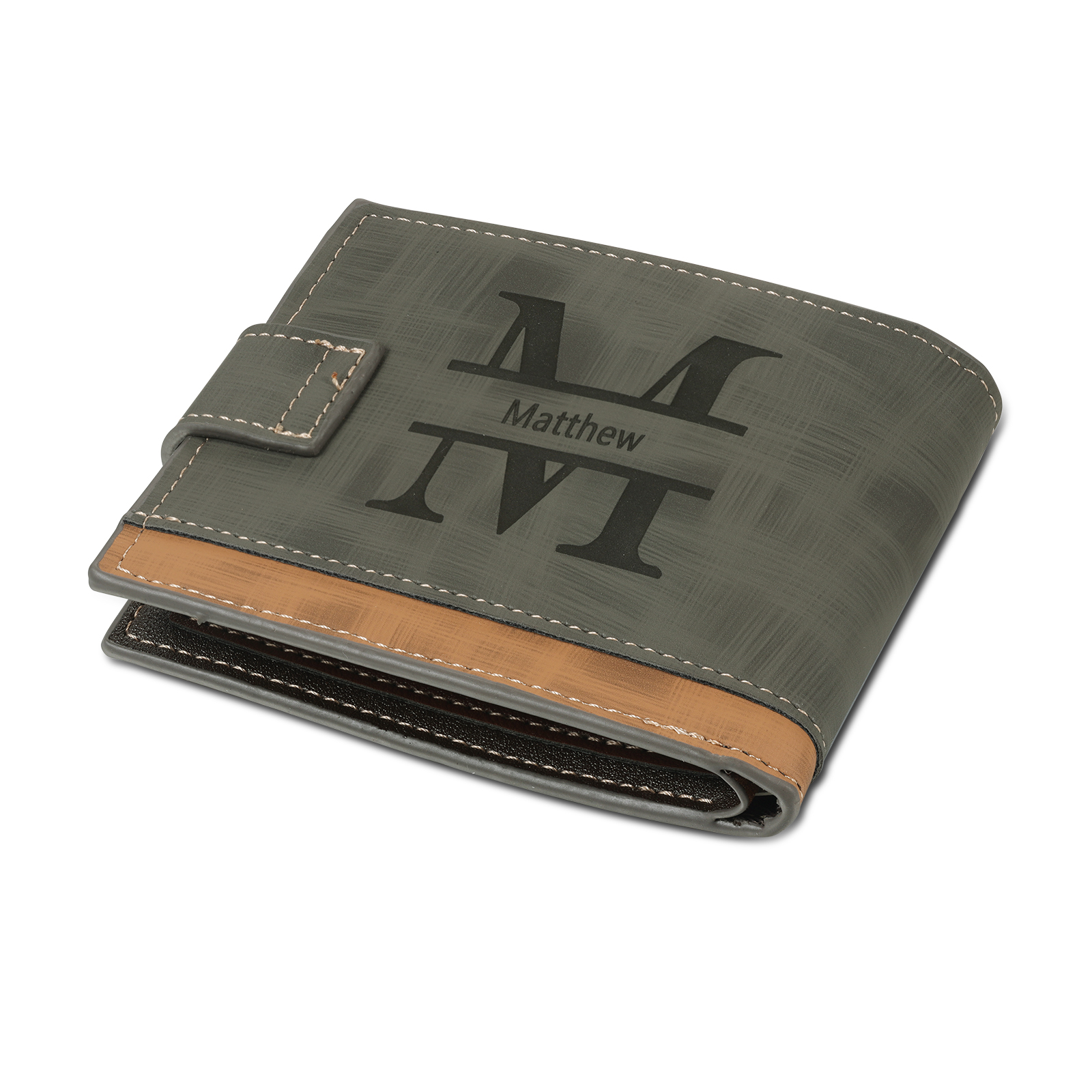 Personalized Name Leather Men's Buckle Wallet With Card Slot Engraved Letter And Photo Gift For Him