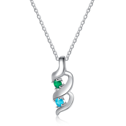 Mother DNA Necklace Personalized Family Necklace Engrave 2 Names & Birthstones Gifts For Her