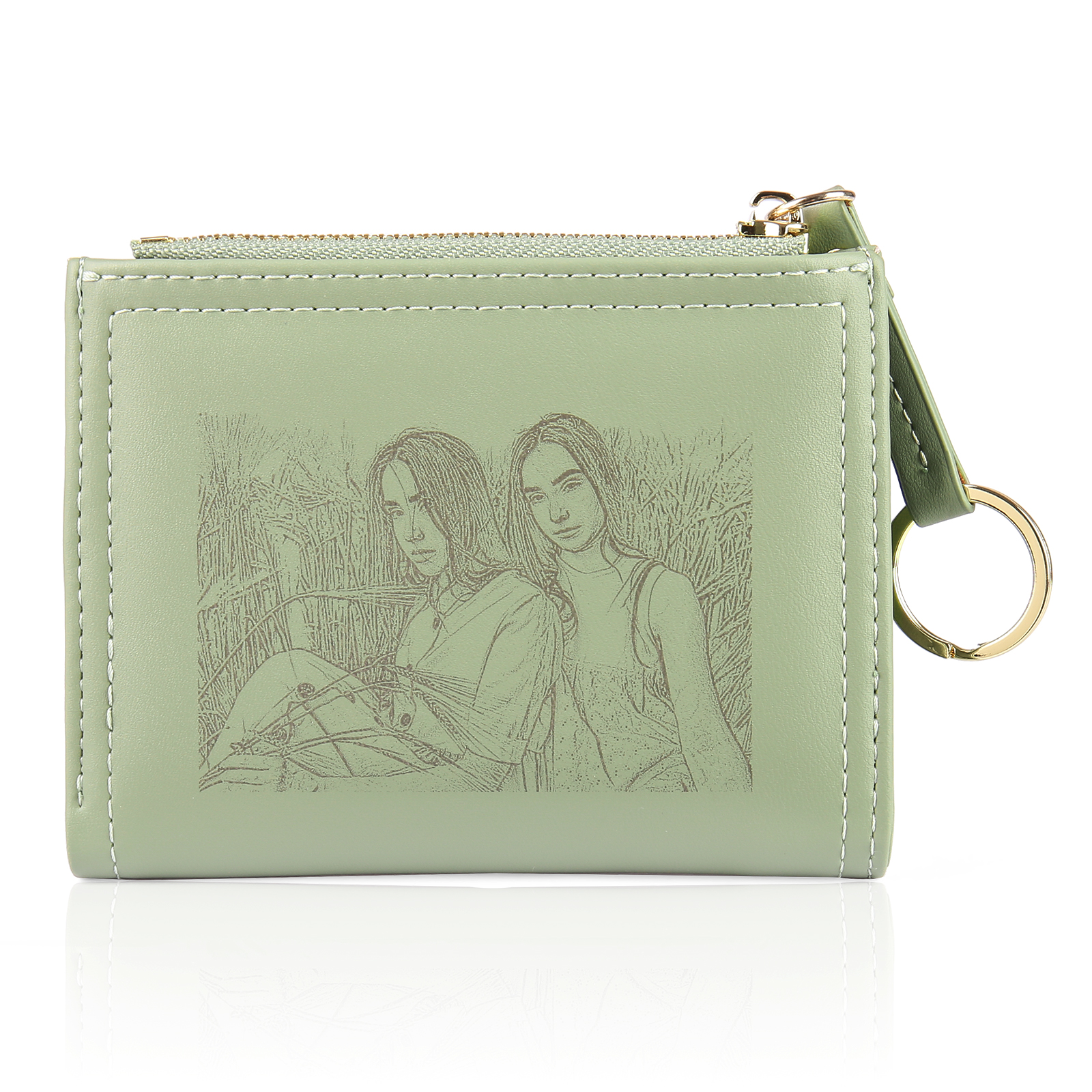 Personalized Photo And Text Pu Leather Zipper Wallet Coin Purse Three Colors Optional Gift For Women