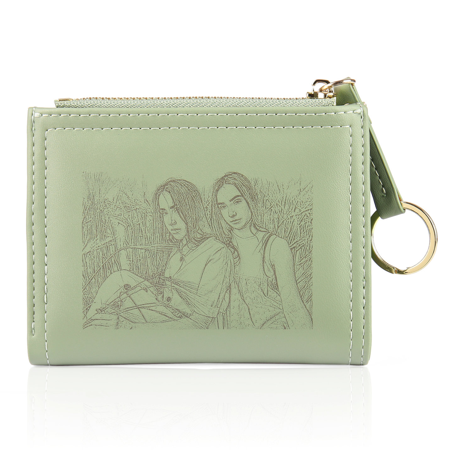 Personalized Photo And Text Pu Leather Zipper Wallet Coin Purse Three Colors Optional Gift For Women