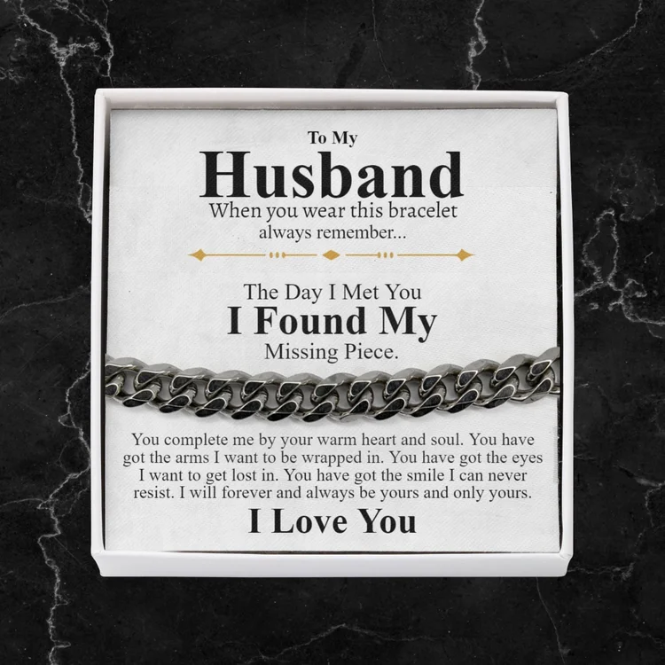 To My Husband I LOVE YOU Cuban Chain Bracelet Stainless Steel Romantic Warm Gift