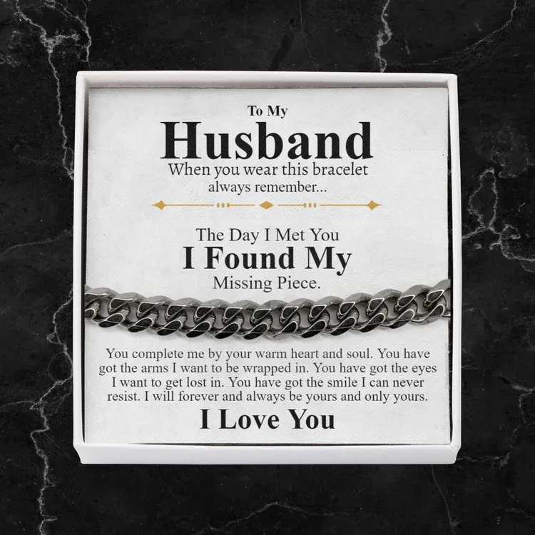 To My Husband I LOVE YOU Cuban Chain Bracelet Stainless Steel Romantic Warm Gift