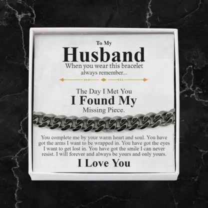 To My Husband I LOVE YOU Cuban Chain Bracelet Stainless Steel Romantic Warm Gift