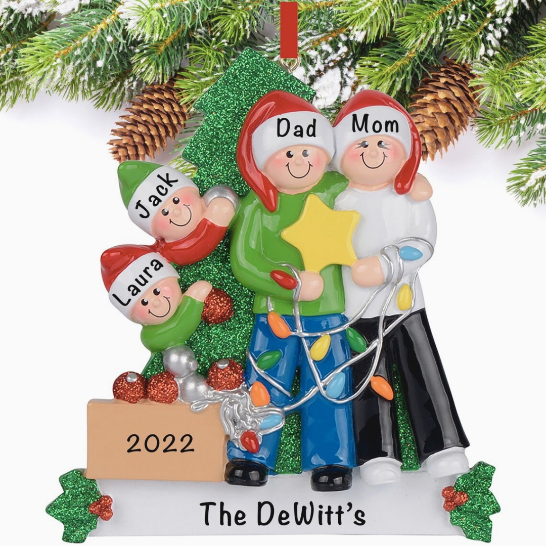 Family Christmas Ornament Custom 5 Names Hanging Ornament Gifts For Family