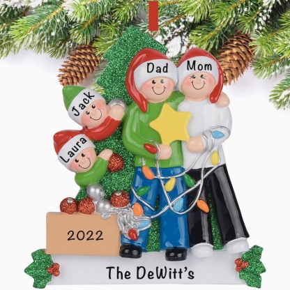 Family Christmas Ornament Custom 5 Names Hanging Ornament Gifts For Family