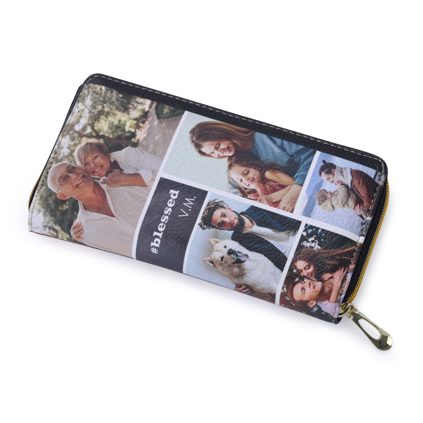 Long Purse Personalized Leather Wallet Engraved 10 Photos Zip Wallet Gifts For Women Men | Jessemade