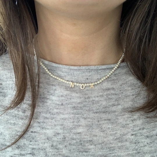 Personalized Pearl Necklace Custom 1 Name Necklace Gift For Her | Jessemade