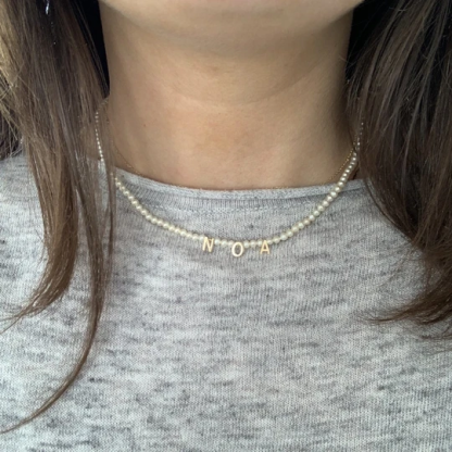 Personalized Pearl Necklace Custom 1 Name Necklace Gift For Her | Jessemade