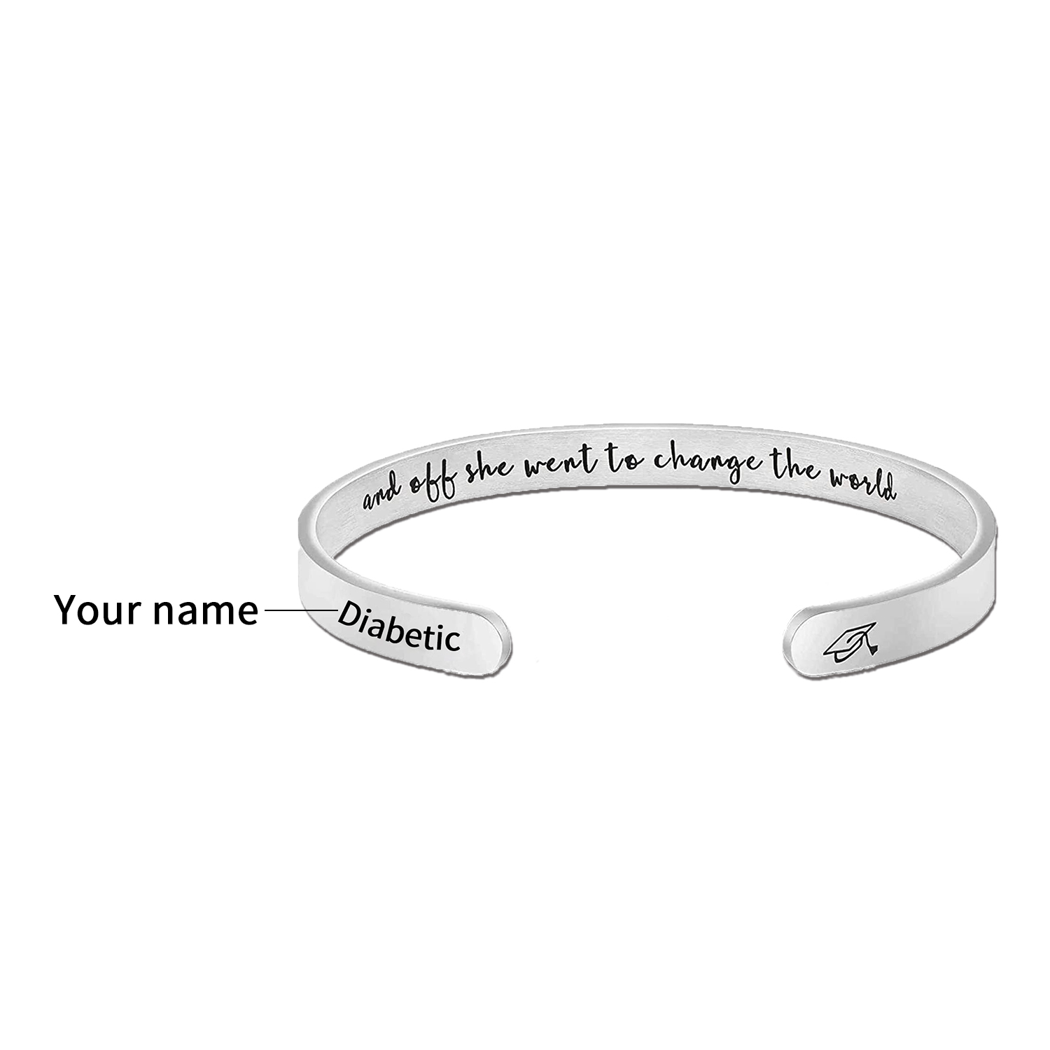 Customized 2024 Graduation Bangle Bracelet Engraved Names Class of 2022 Keepsake for Her