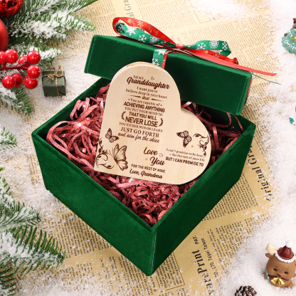 To My Granddaughter Wooden Heart Candle Holder "believe deep in your heart"