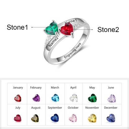 Family Ring Promise S925 Ring Personalized 2 Birthstones Ring With Names Gifts for Her