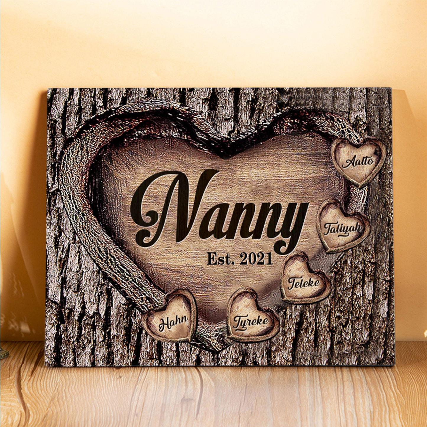 5 Names-Personalized Nana Wooden Ornament Custom Text And Date Home Decoration for Family