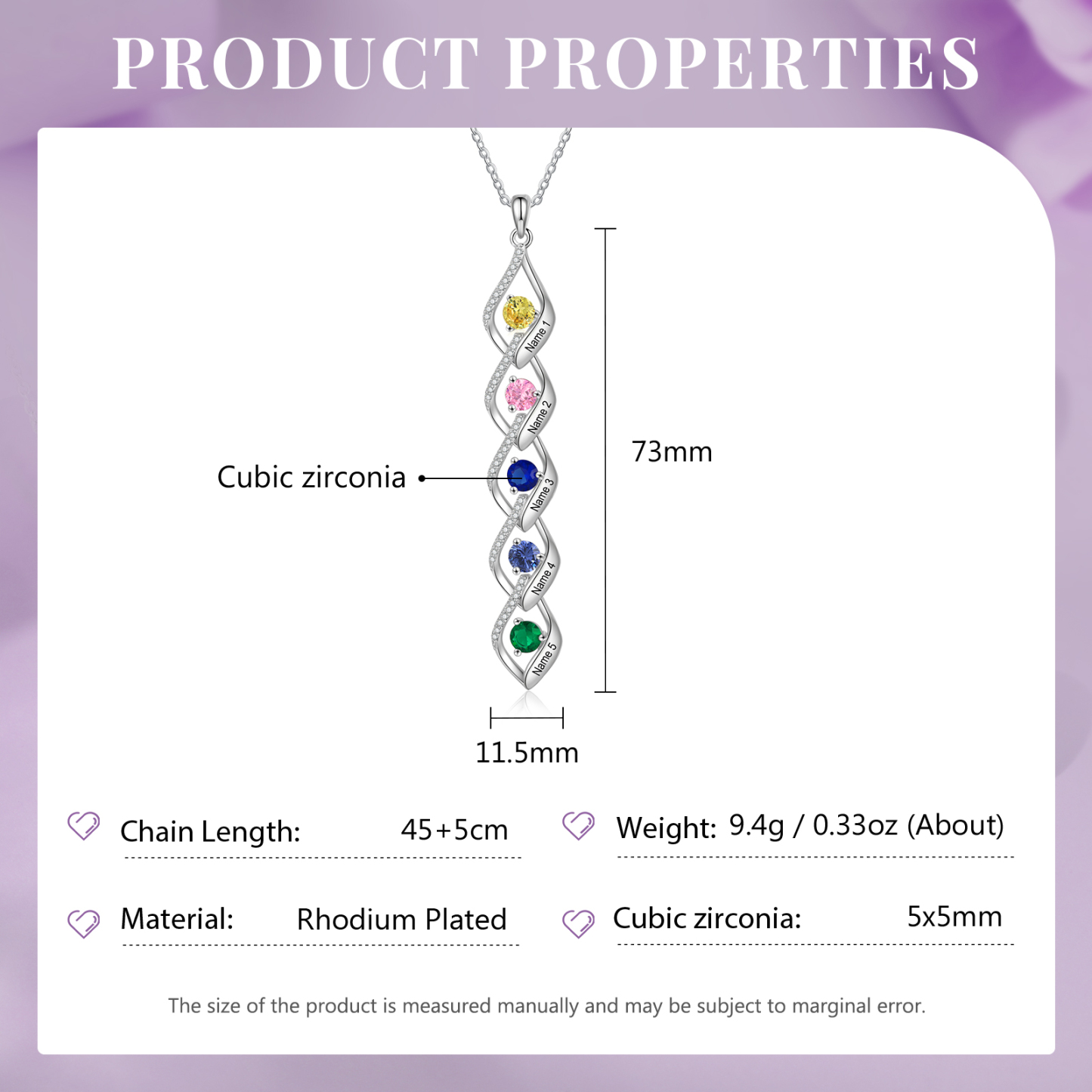 5 Names - Personalized Necklace Custom Birthstone Necklace Engraved with Name A special Gift For Mom/Grandma