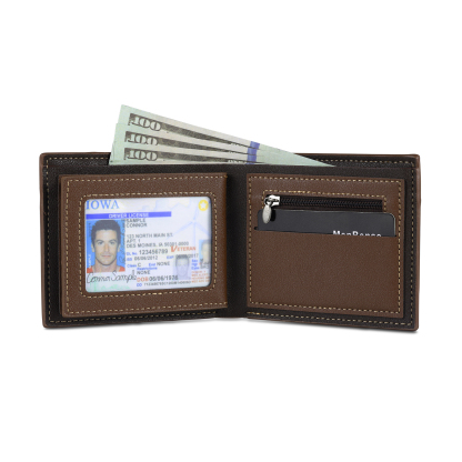6 Names - Personalized Photo Custom Leather Men's Folding Wallet as a Father's Day Gift for Dad