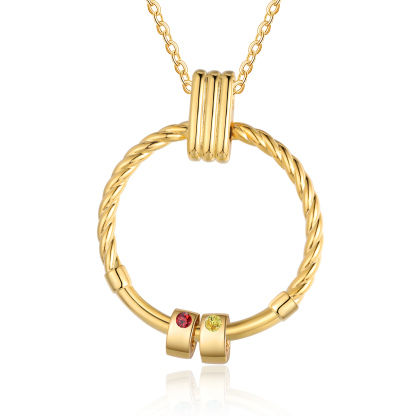 2 Names - Personalized Round Pendant Necklace Customized Name Gift for Her