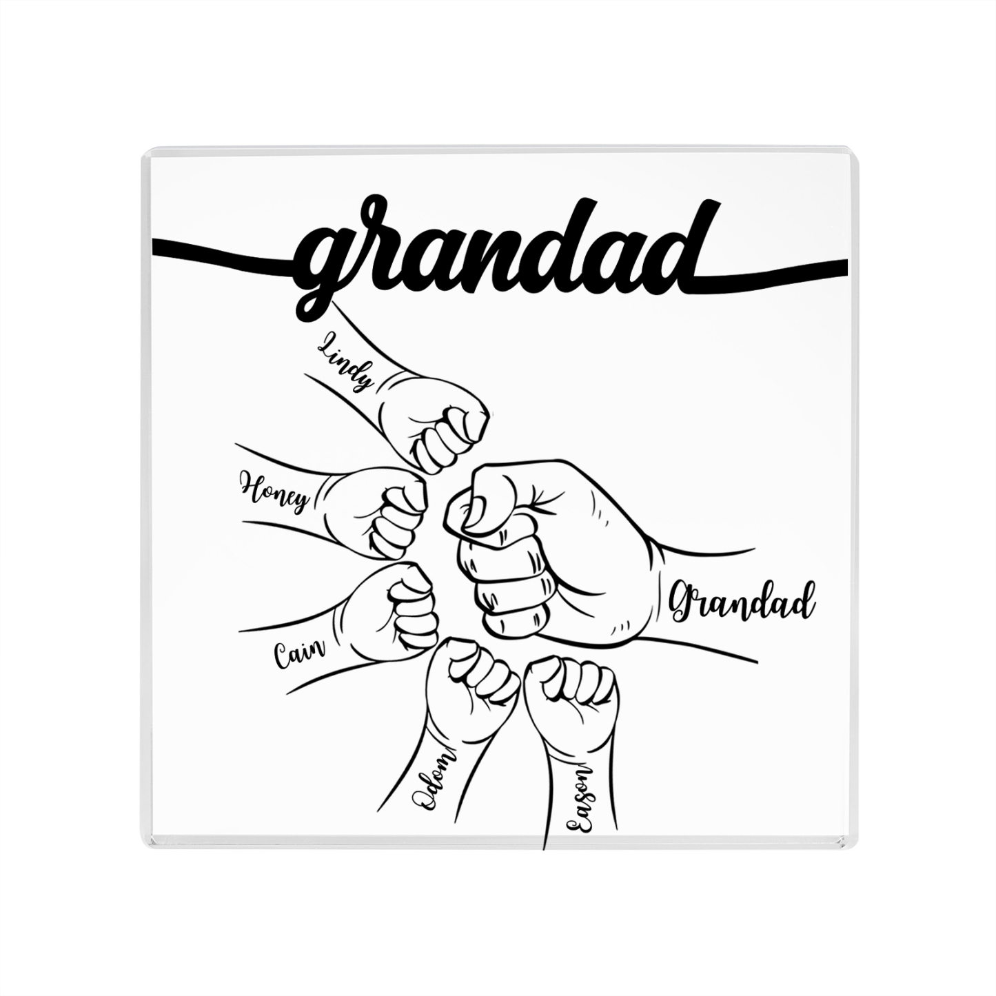 6 Names - Personalized Fist Acrylic  Keepsake Custom Text Acrylic Plaque Ornament Gift for Dad