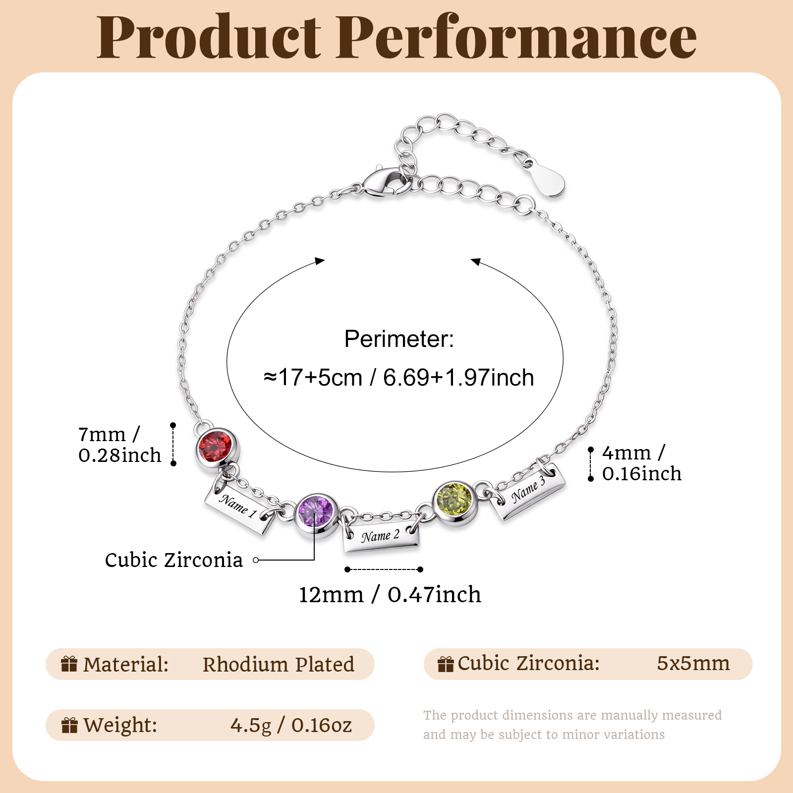 Personalized Birthstones Bracelet Custom With 1 To 6 Names And Stones Unique Jewelry For Women