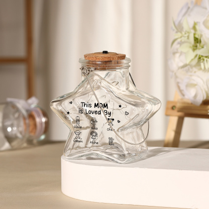 Personalized Star Glass Fairy LED Light Jar for Mom