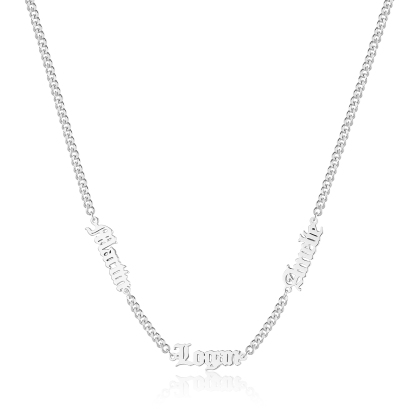 Personalized Gothic Men's Necklace with 1-5 Names