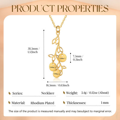 3 Letters - Personalized Special Leaf Pendant Necklace Beautiful Letter Necklace Gift for Her