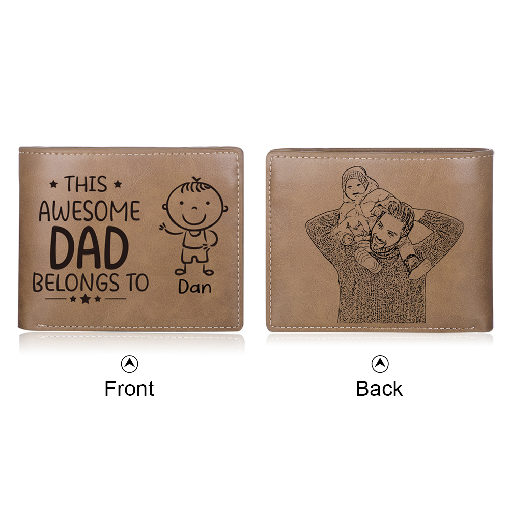 1 Name-Personalized Doll Customized Leather Men's Wallet Customized Name Folding Wallet for Dad