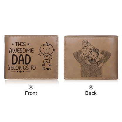 1 Name-Personalized Doll Customized Leather Men's Wallet Customized Name Folding Wallet for Dad