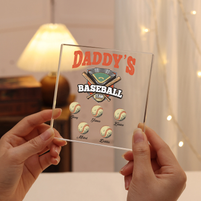 5 Names - Personalized Baseball Acrylic Keepsake Customized Name Acrylic Plaque Decoration Father's Day Gift for Dad