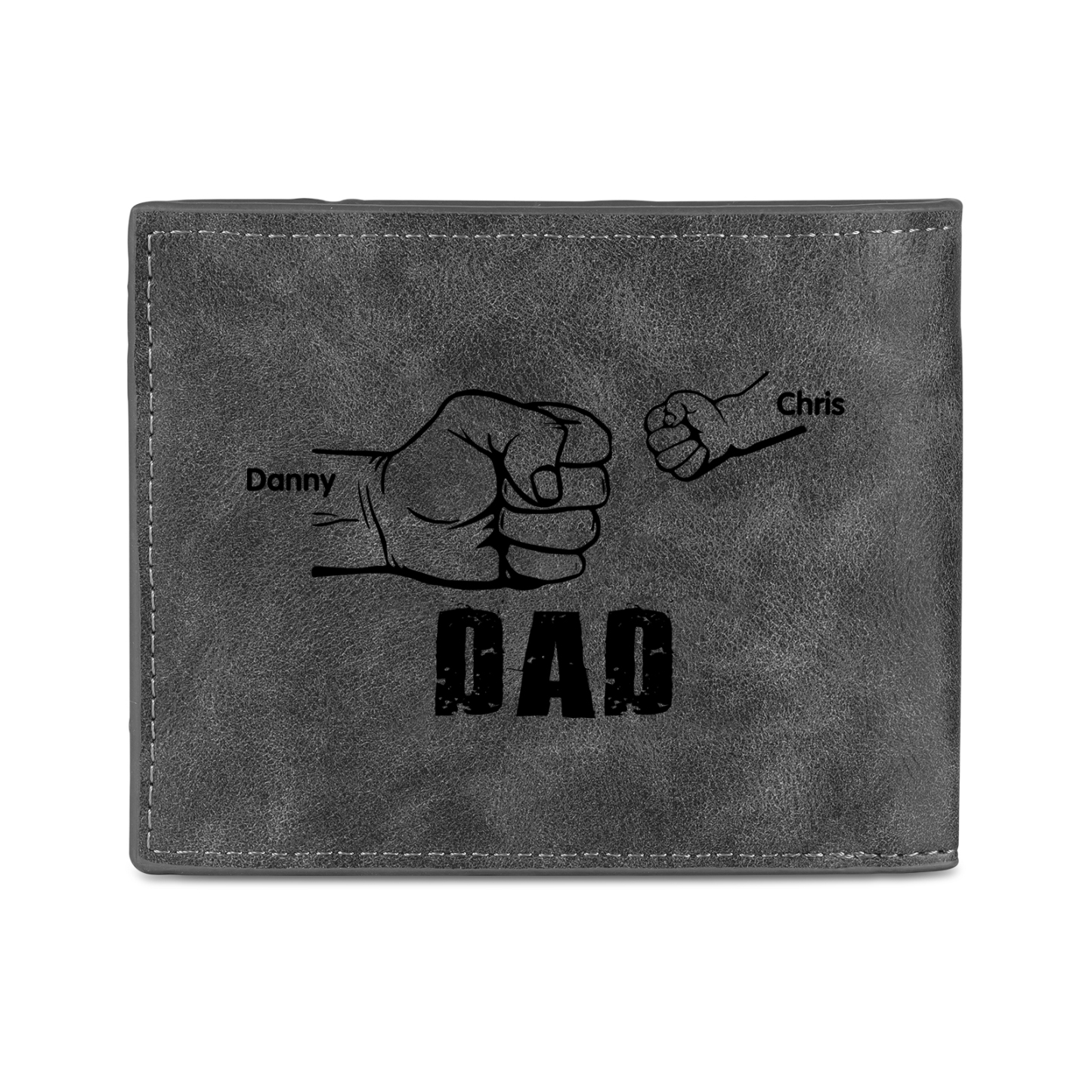 2 Names - Personalized Photo Custom Leather Men's Wallet as a Father's Day Gift for Dad