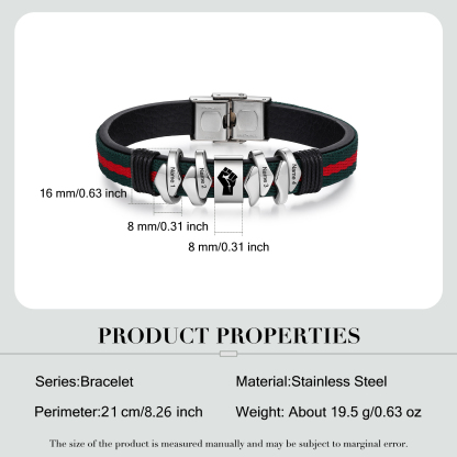 Personalized Leather Bracelet Custom 4 Names Mens Bracelet Silver and Gold