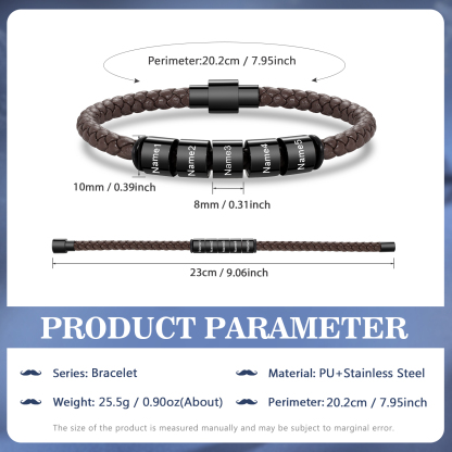 Personalized Men's Bead Bracelet with Custom 5 Names Personalized Gift for Him | Jessmade 