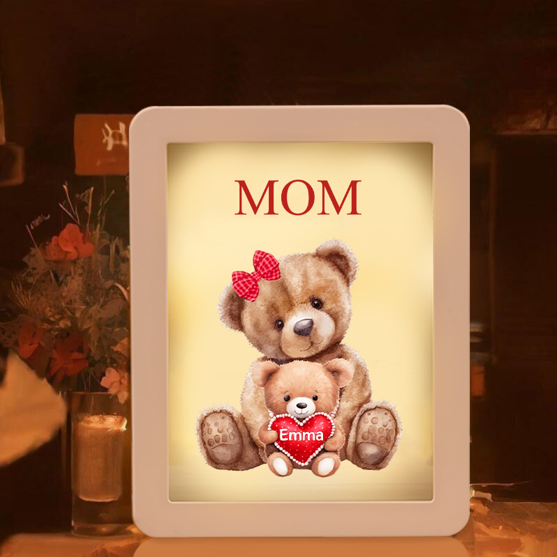 1 Name - Personalized Mom Home Bear Style Custom Text LED Night Light Gift for Mom