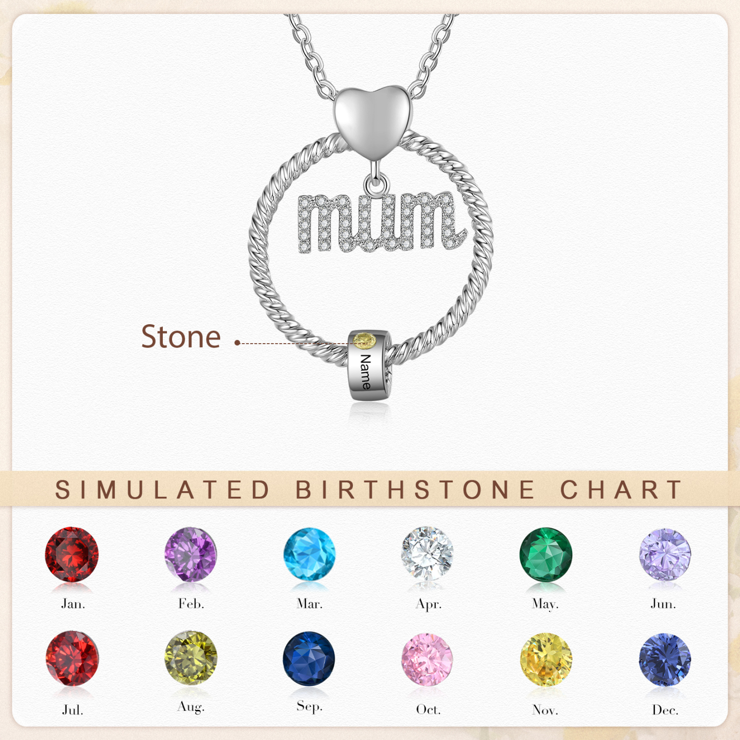 1 Name-Personalized Mom Necklace Set With  Premium Custom Necklace With 1 Birthstones Engraved Names Gift For Mother