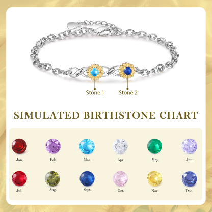2-4 Birthstones & Names - Personalized Birthstone Beautiful Bracelet Gift for Her