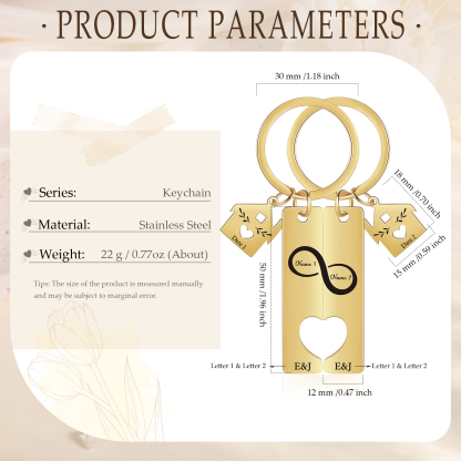 Personalized Letter Infinite Puzzle Couple Keychain Engrave Date Matching Couple Gifts, Special Gift For Him/Her