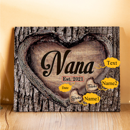 2 Names-Personalized Nana Wooden Ornament Custom Text And Date Home Decoration for Family