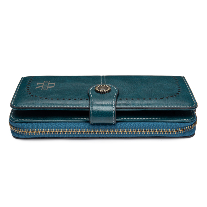 4 Colors Unisex Purse Personalized Leather Wallet Engraving Names Zip Wallet Gifts for Men Women