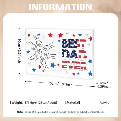 6 Names - Personalized Fist Family Acrylic Keepsake Customized Name Acrylic Home Decor Gift for Dad