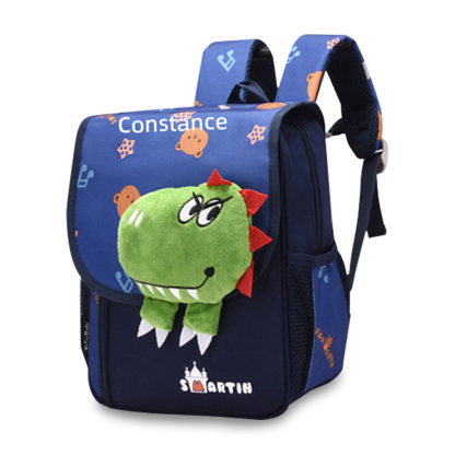Personalized Dinosaur Children School Bag Embroidery Name Black Backpack, Customized Blue Schoolbag Travel Bag For Kids