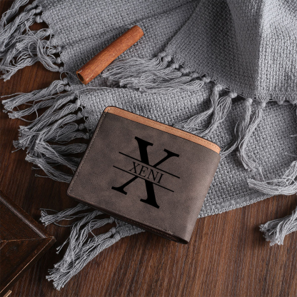 Personalized Leather Wallet Engraved Photo Short Purse Custom Folding Wallet Gifts For Him