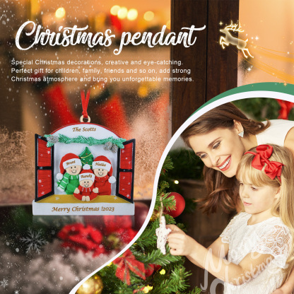 3 Names-Personalized Family Wooden Christmas Xmas Tree Decoration Ornament-Custom 3 Names Hanging Ornament Gifts For Family