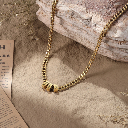 Personalized Mens Cuban Link Chain Necklace with 1–6 Names