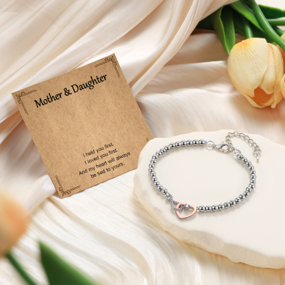 Personalized Mother Daughter Infinity Heart Birthstone Bracelet with Gift Card