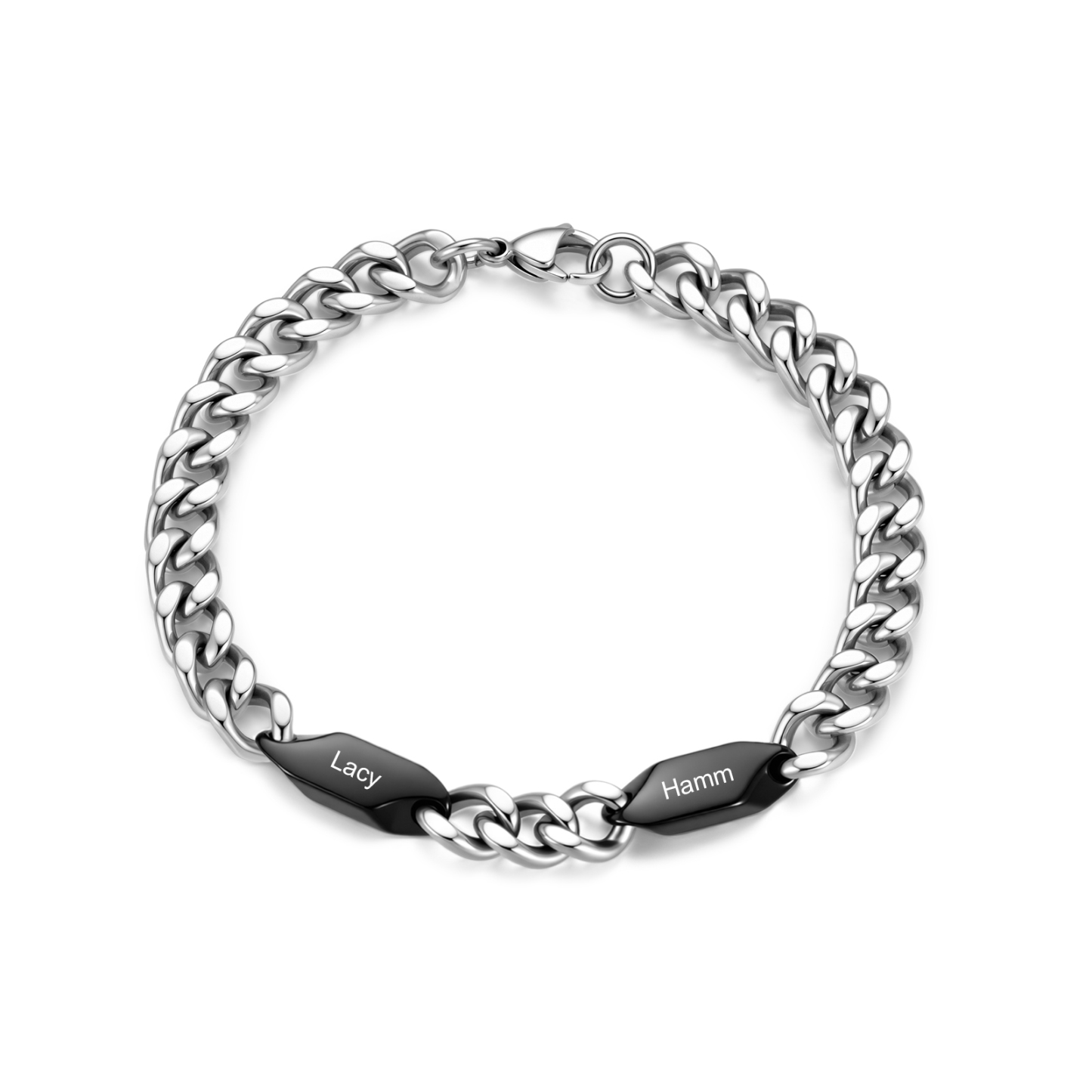 Personalized Stainless Steel Curb Chain Bracelet Custom With 1-5 Engraved Names Gift For Dad Husband Family