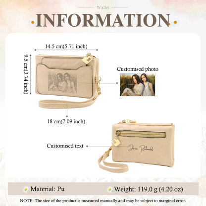 Personalized Photo & Text PU Leather Wallet Coin Purse Three Colors Available Gift for Her