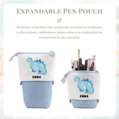 Back to School Gift Set -Personalized Gift Customized Name and Date Enamel Mug and Blue Dinosaur Pencil Case and Dinosaur Bracelet Set - Gift for Kids